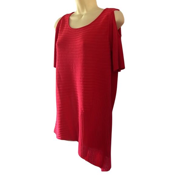 Heart N Crush Woman Size M Cold Shoulder Asymmetrical Sweater Lightweight Tunic - Picture 3 of 10